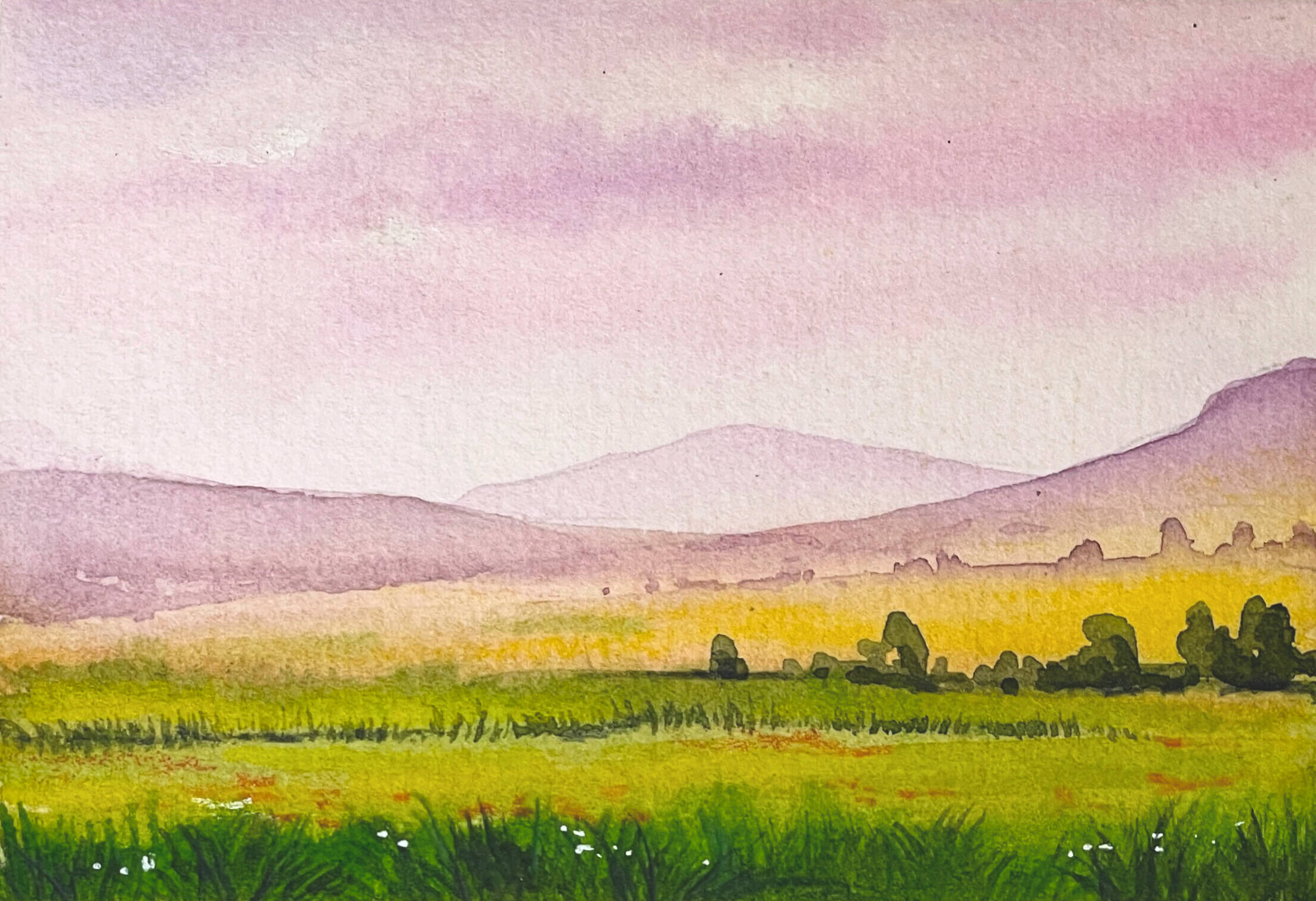 paysage à l'aquarelle d'après photo de référence