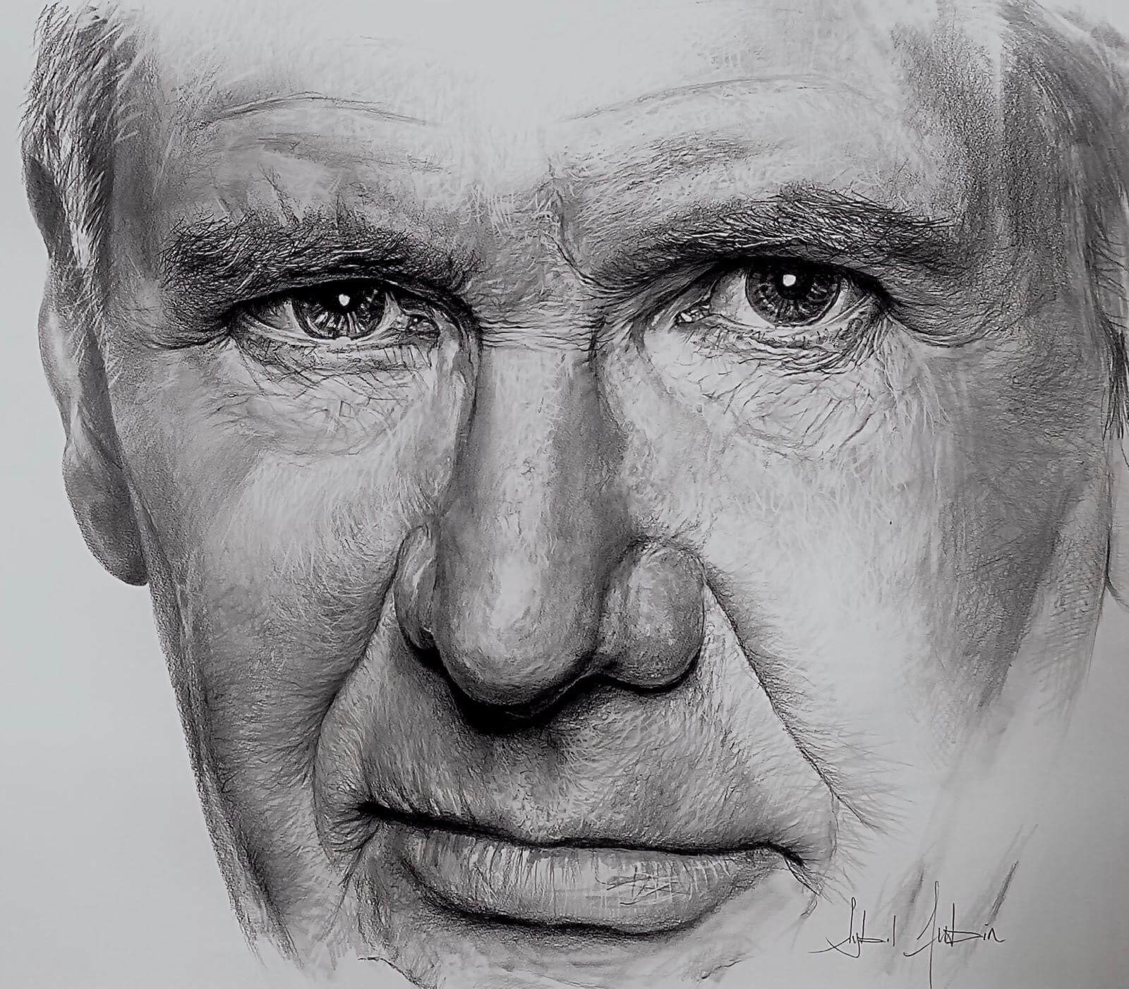 dessin portrait Harrison Ford par Sybil Aubin